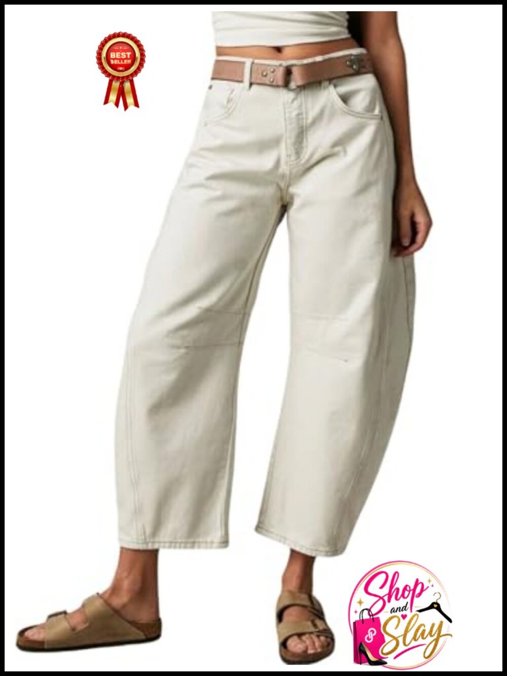 Wide Leg Cropped Baggy Boyfriend Harem Jeans Mid Rise Denim Pants